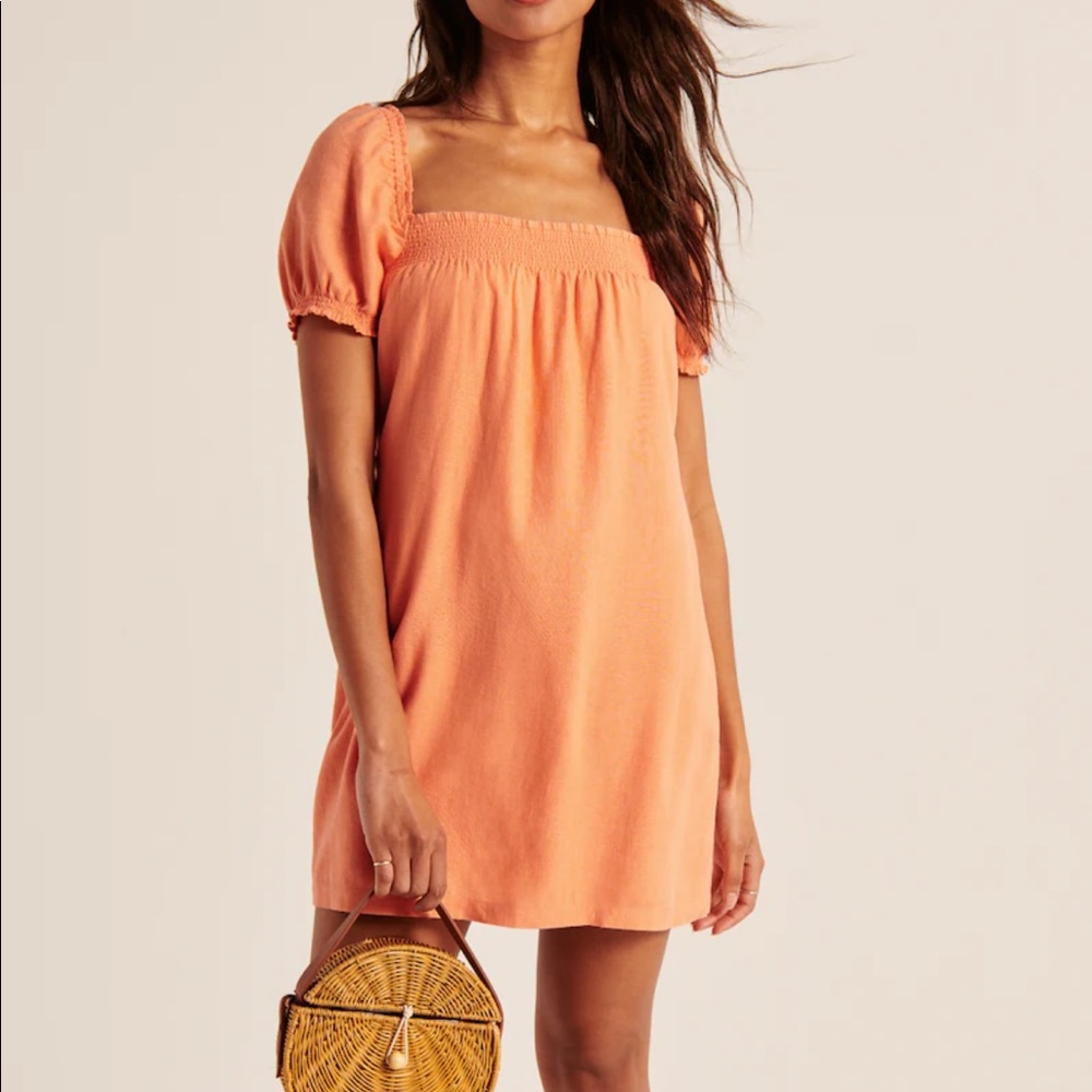 Abercrombie & Fitch Puff Sleeve Linen Mini Dress
